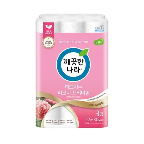 안사면 후회할 것 같은 허브가든 피오니 프리미엄 화장지 30롤 x 3팩 덕후 모여라