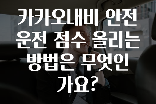 추가정보 카카오내비안전운전점수올리는방법은무엇인가요? 놓치지마세요