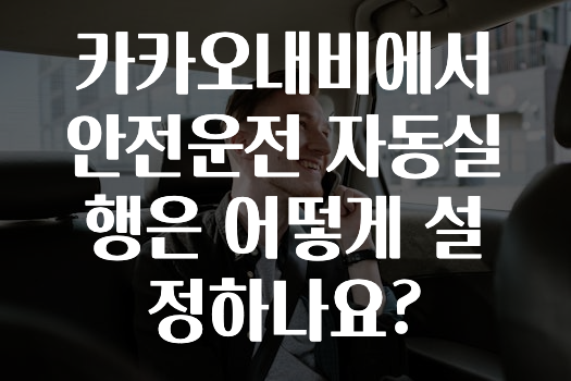 유튜브에서 난리난 정보 카카오내비에서안전운전자동실행은어떻게설정하나요? 바로 클릭