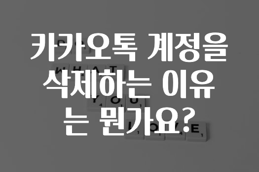 업뎃 정보 카카오톡계정을삭제하는이유는뭔가요? 확인하시죠