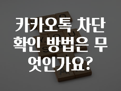 업뎃 정보 카카오톡차단확인방법은무엇인가요? 바로 소개합니다.