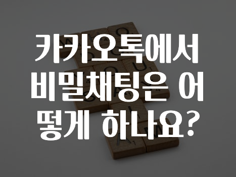 모두가 궁금해 했던 카카오톡에서비밀채팅은어떻게하나요? 확인 부탁드립니다
