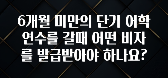 후회하지 않는 6개월 미만의 단기 어학연수를 갈때 어떤 비자를 발급받아야 하나요? 바로 소개합니다.