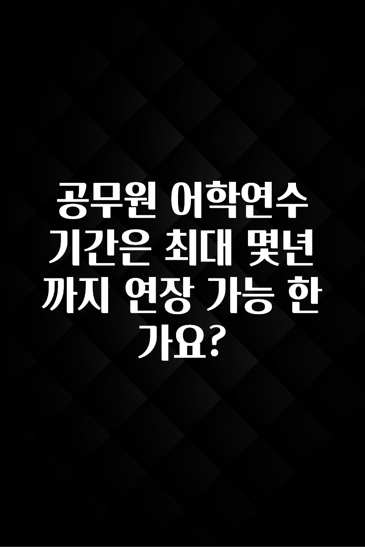 우리도 이렇게 하자 공무원 어학연수 기간은 최대 몇년까지 연장 가능 한가요? 정직하게 소개해보겠습니다