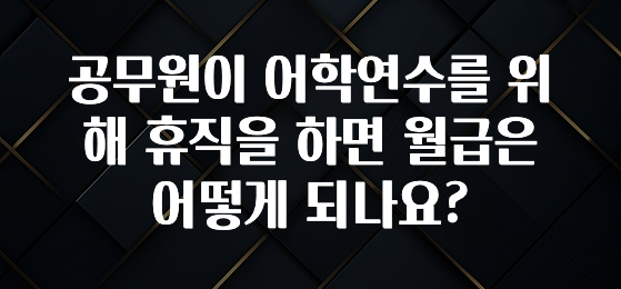 주목 공무원이 어학연수를 위해 휴직을 하면 월급은 어떻게 되나요? 바로 클릭