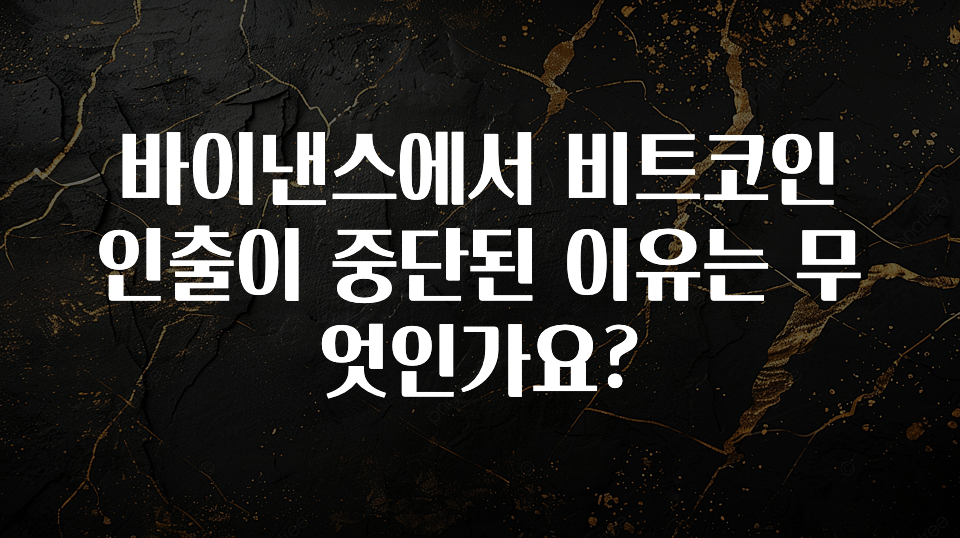 빼박 필수 바이낸스에서 비트코인 인출이 중단된 이유는 무엇인가요? 1분이면 확인가능 합니다