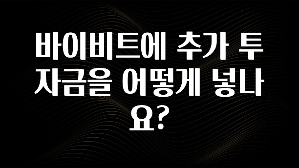 가성비 좋은 바이비트에 추가 투자금을 어떻게 넣나요? 놓치지마세요