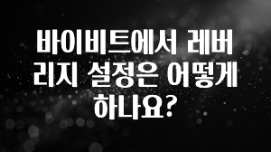 드디어 다음주에 공개 바이비트에서 레버리지 설정은 어떻게 하나요? 궁금하시죠?