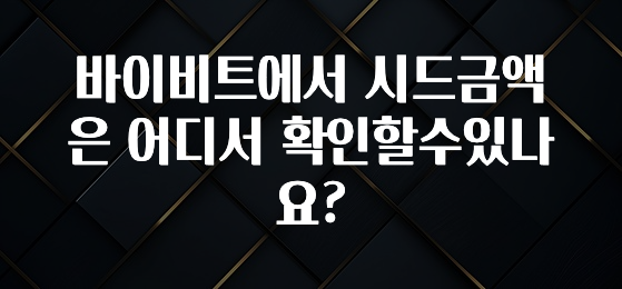 이거 아직도 몰라? 바이비트에서 시드금액은 어디서 확인할수있나요? 업데이트된 소식입니다