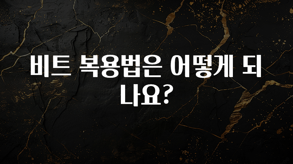 검색량 증가한 비트 복용법은 어떻게 되나요? 잠깐 확인해보세요