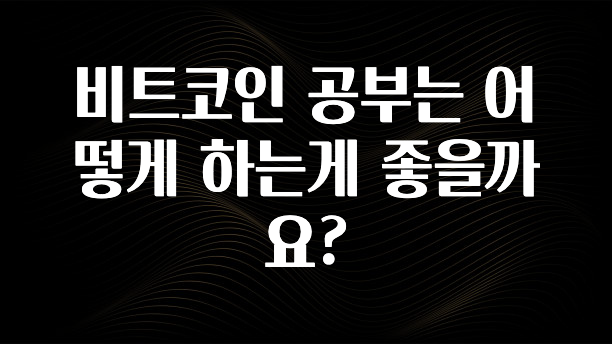 정성을 다하는 비트코인 공부는 어떻게 하는게 좋을까요? 확인 부탁드립니다