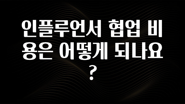 클릭하고 싶은 순간 인플루언서 협업 비용은 어떻게 되나요? 소개합니다