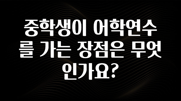 최저가만 선정 중학생이 어학연수를 가는 장점은 무엇인가요? 바로 소개합니다.