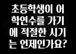 이번 달 초등학생이 어학연수를 가기에 적절한 시기는 언제인가요? 관심이 뜨거운 이유 입니다