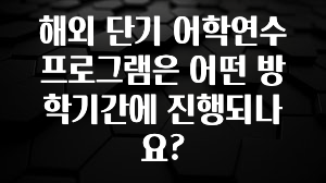 요즘 이게 유행 해외 단기 어학연수 프로그램은 어떤 방학기간에 진행되나요? 기억하세요
