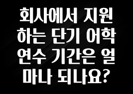 이거 “꼭” 기억하자 회사에서 지원하는 단기 어학연수 기간은 얼마나 되나요? 바로 소개합니다.