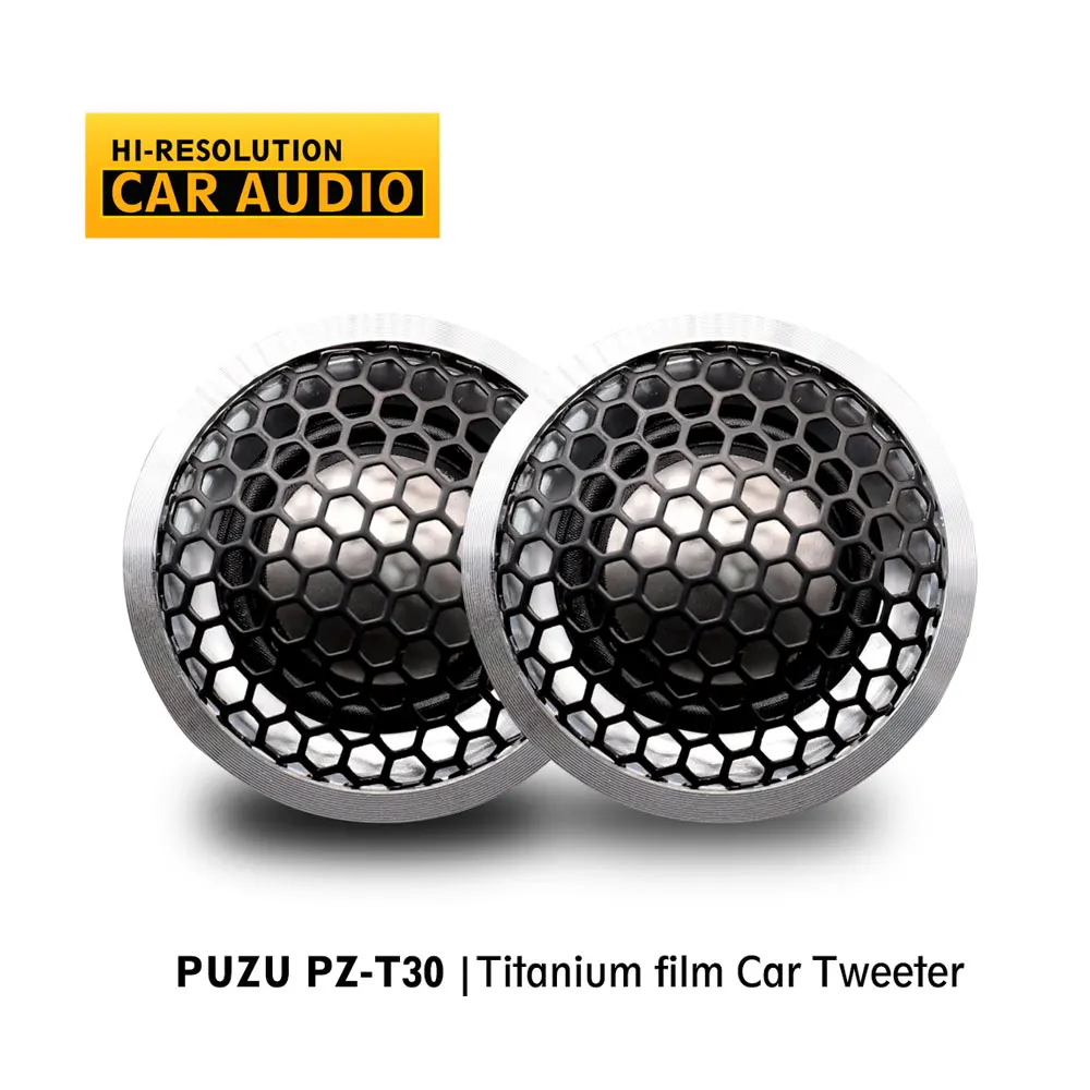 품절이 임박한 2021 PUZU 티타늄 필름 자동차 트위터 스피커 25mm 보이스 코일 MAX.POWER 120W 출력 전력 고해상도 음질 자동차 오디오 업데이트된 소식입니다