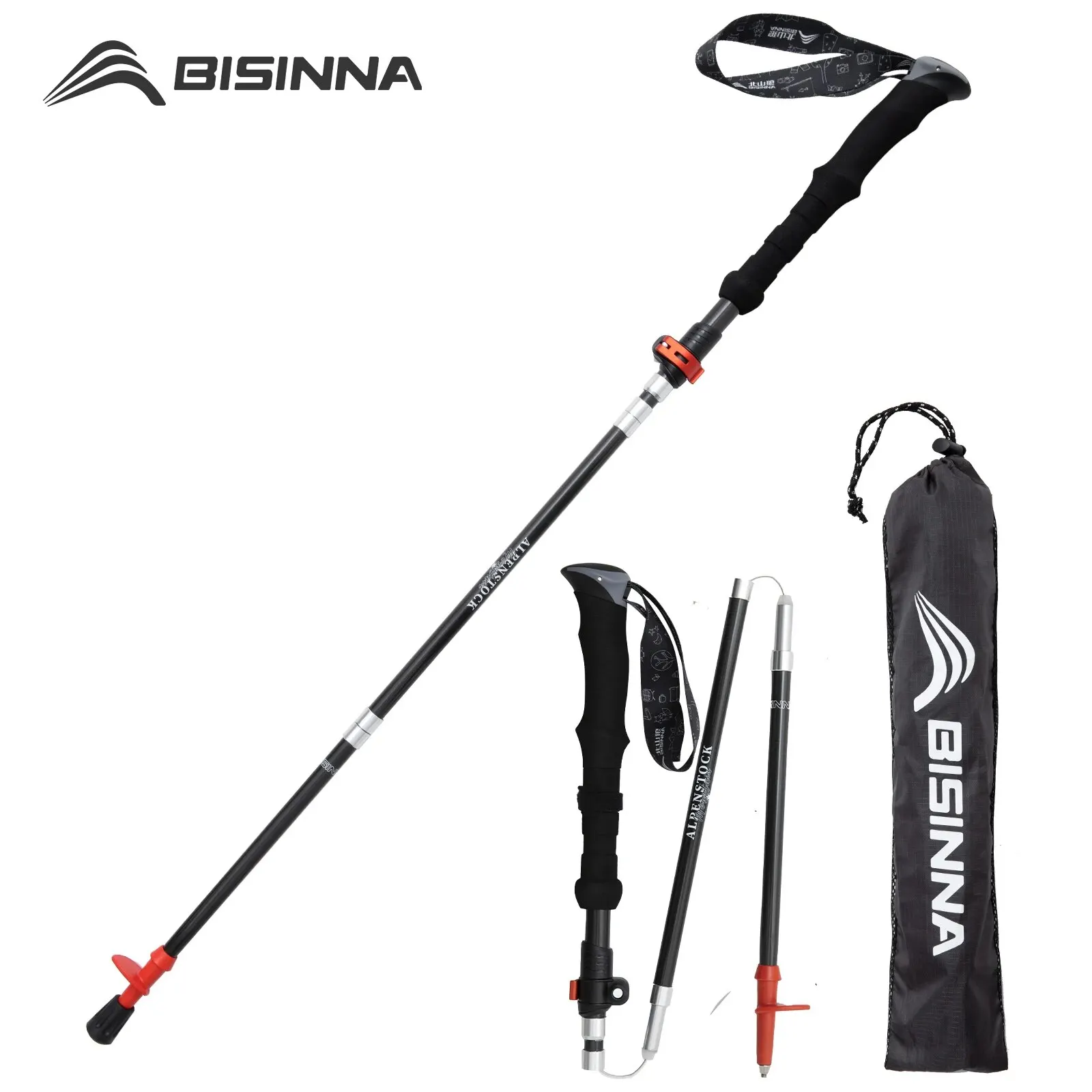 사계절 사랑받는 BISINNA 1pcs/2pcs 접이식 트레킹 폴 탄소 섬유 접을 수있는 망원경 스틱 경량 워킹 스틱 하이킹 등반 관심이 뜨거운 이유 입니다