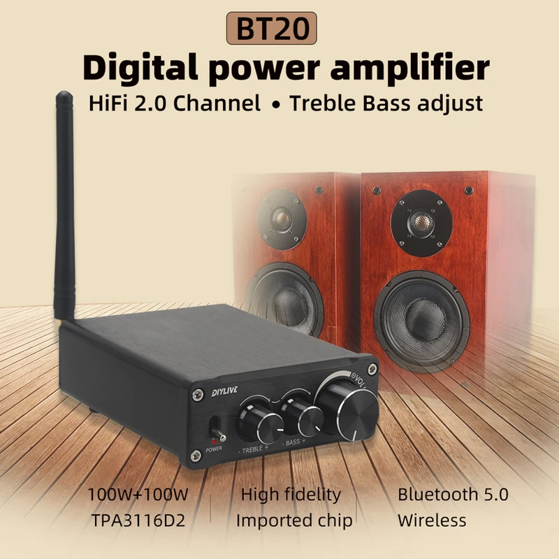 이거 아직도 몰라? HiFi 2.0 풀 디지털 오디오 전력 증폭기 TPA3116D2 100W*2 Bluetooth 5.0 음색 고음 및 저음 조정 BT20 알짜배기만 골라가세요