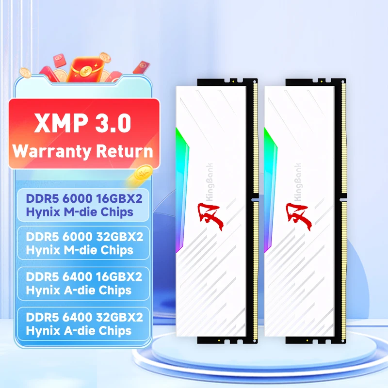 혹시 찾고계셨나요? KingBank 브랜드 시리즈 DDR5 RGB RAM 메모리 DDR5 RAM PC 16GB 32GB 64GB 6000MHz 6400 MHz RAM 데스크탑 흰색 하이닉스 칩 리뷰가 많습니다