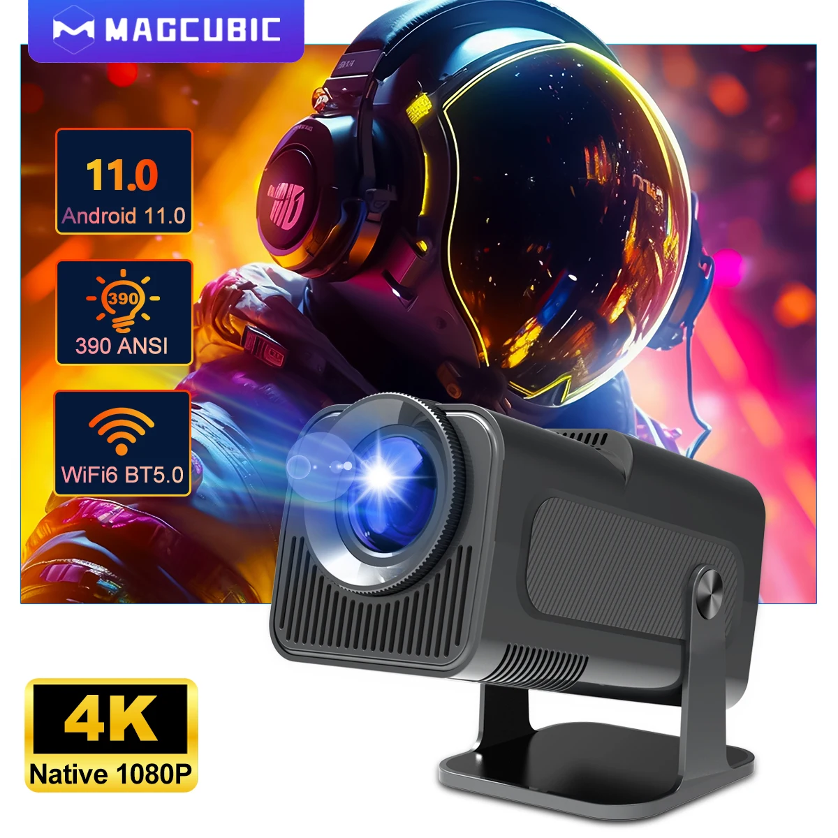 찐추천 이유 Magcubic 4K 안드로이드 11 프로젝터 네이티브 1080P 390ANSI HY320 듀얼 Wifi6 BT5.0 1920*1080P 시네마 휴대용 Projetor 업그레이드 HY300 꼭 확인해보세요
