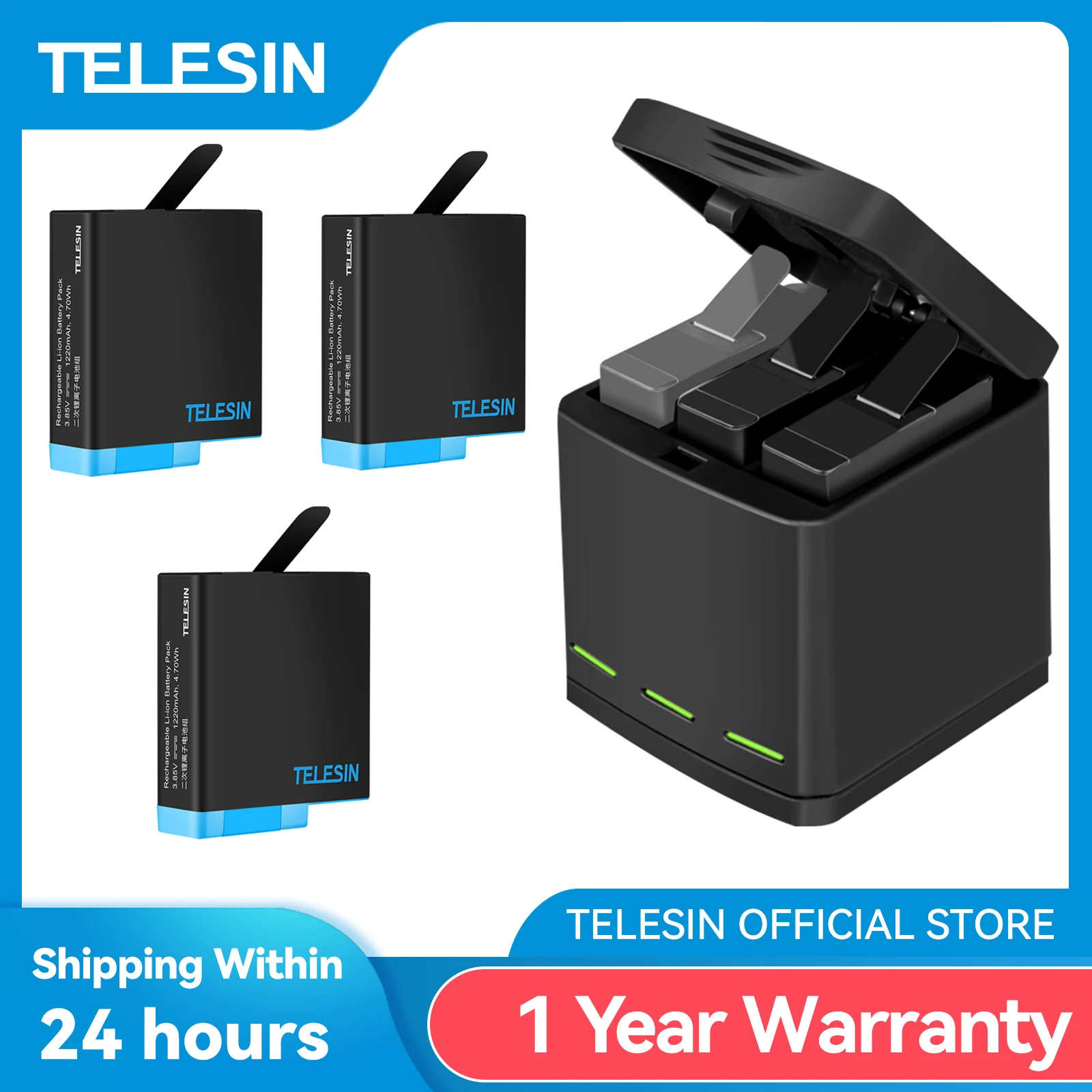 특별한날 구매해야하는 TELESIN 고프로 히어로 5 6 7 8 블랙 카메라용 LED 라이트 배터리 충전기 보관함 아주 좋은 정보입니다