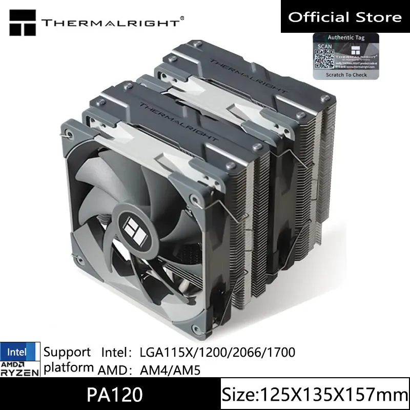 인기 넘치는 Thermalright PA120 AGHP 3.0 히트 파이프 공냉식 라디에이터 6 히트 파이프 이중 타워 이중 팬(상단 커버 지원 LGA1700 포함) 꼭 알아두세요