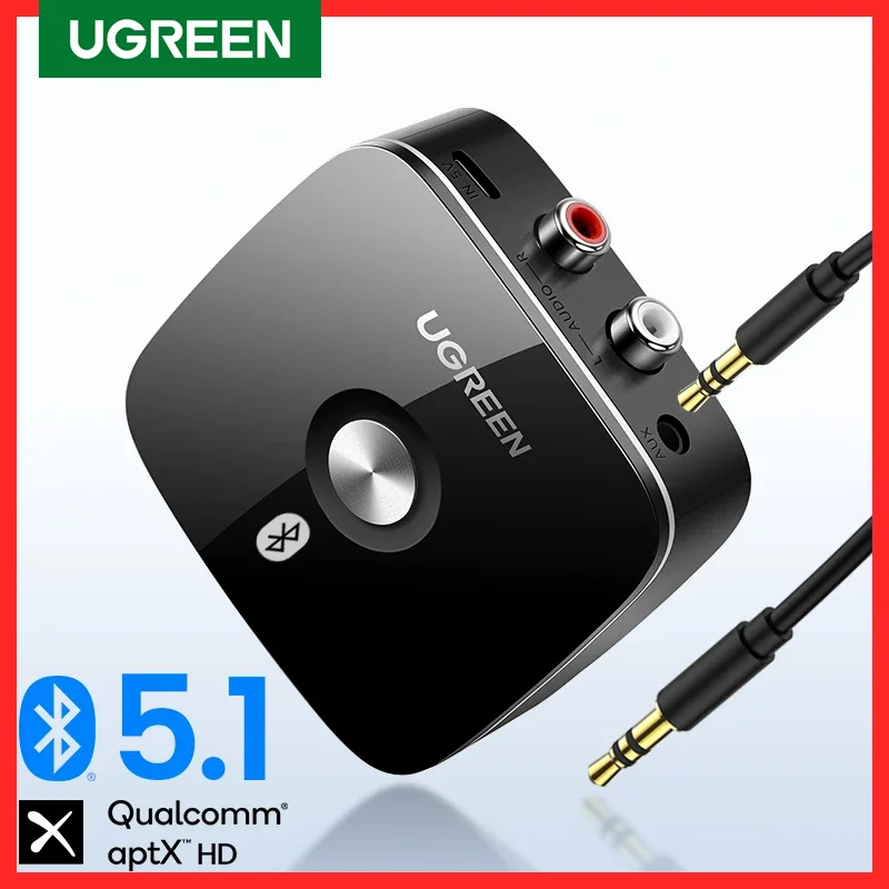 역.대.급 이벤트 UGREEN 블루투스 RCA 리시버 5.1 aptX HD 3.5mm 잭 Aux 무선 어댑터 기억하세요