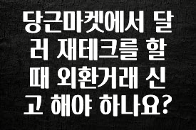 꿀팁이라고? 당근마켓에서 달러 재테크를 할때 외환거래 신고 해야 하나요? 뜨거운 관심 감사합니다