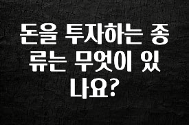 주목 돈을 투자하는 종류는 무엇이 있나요? 아쉬움이 없습니다