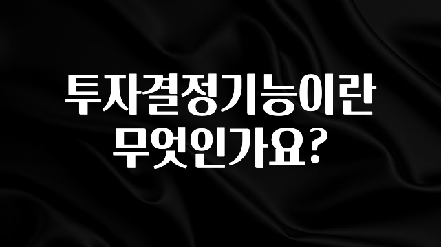 간단뉴스 투자결정기능이란 무엇인가요? 관심이 뜨겁습니다