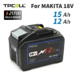 클릭 필 Makita 18V 21700 용 TPCELL 12Ah/15Ah BMS가있는 교체 LXT BL1850 BL1840 용 배터리 교체 전합니다