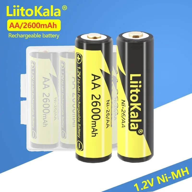 연속인기 1-16PCS LiitoKala Ni-26/AA 1.2V 2600mAh Ni-MH AA 충전식 배터리 카메라 Anti-dropping 장난감 자동차 + AA 배터리 상자 잠깐 확인해보세요
