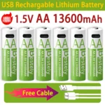 남들사기 전에 Bestely AA 13600mAh 1.5V 충전식 리튬 배터리 오래 지속되는 고속 충전 리튬 이온 배터리 2000 사이클 클릭해보세요