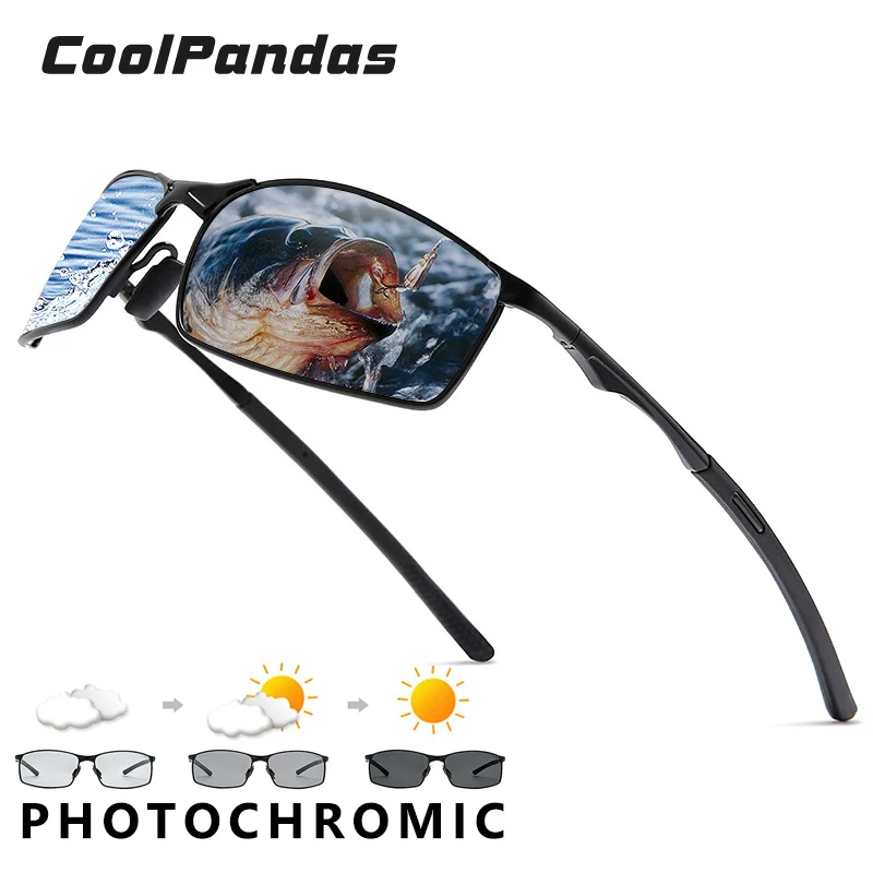 조회수 급등 CoolPandas 브랜드 디자인 Photochromic 낚시 선글라스 남자 운전 사이클링 편광 스포츠 태양 안경 UV400 고글 Gafas 실간 리뷰