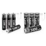 특별한 날을 맞아 MATOV 리튬이온 AA 및 AAA 충전식 배터리 USB 리튬이온 3400mWh 1.5V AA 충전식 배터리+1100mWh 1.5V AAA 배터리 후회하지 않습니다