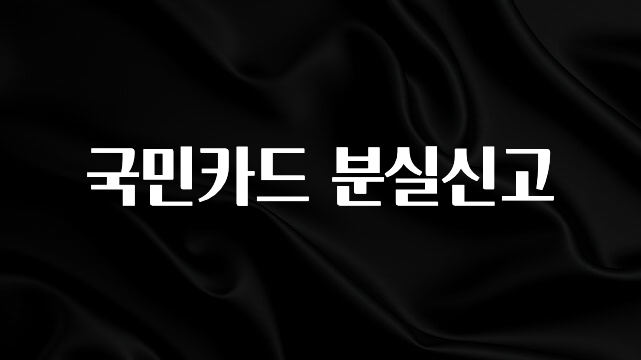 품절이 임박한 국민카드 분실신고 지금떳다