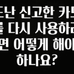 꿀 소식 도난 신고한 카드를 다시 사용하려면 어떻게 해야 하나요? 지금떳다