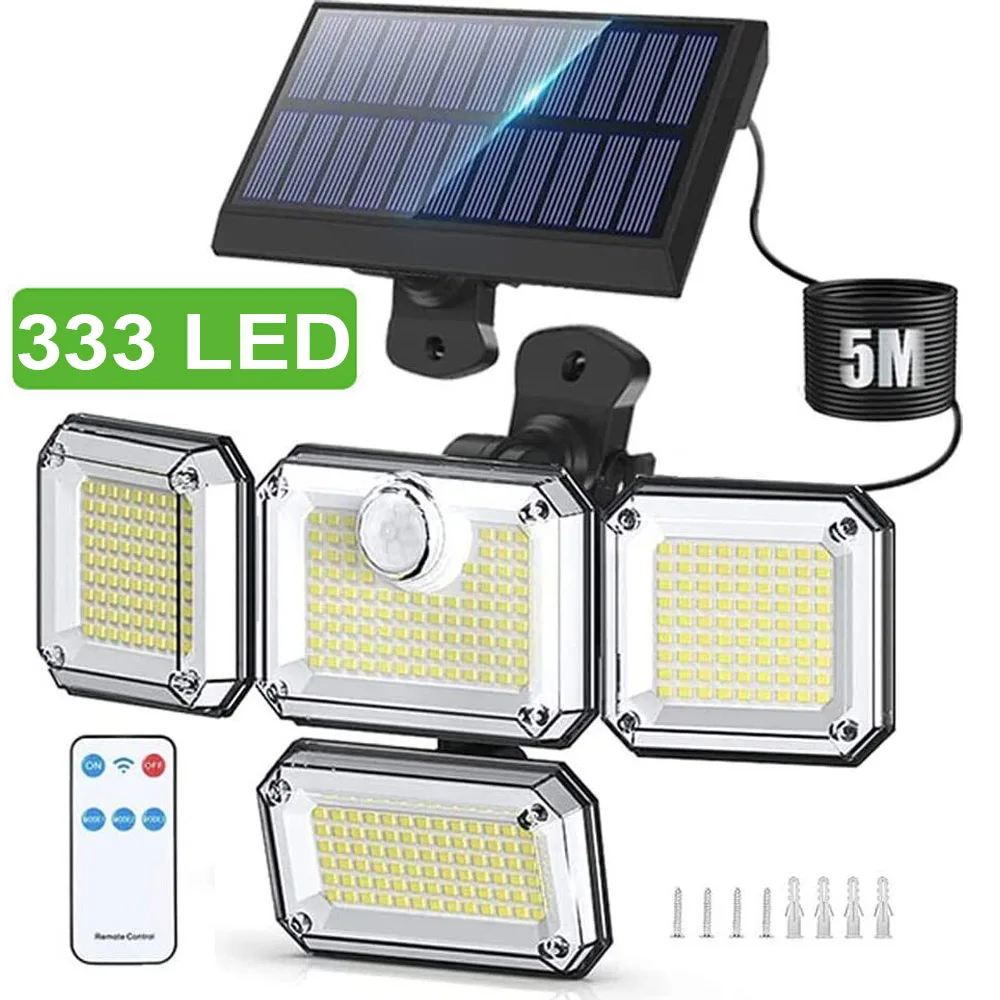엄마들도 좋아하는 방수 태양 전원 야외 조명 모션 센서 2000LM 333 LED 보안 가로등 Sconce 스포트라이트 정원 장식 정직하게 소개해보겠습니다