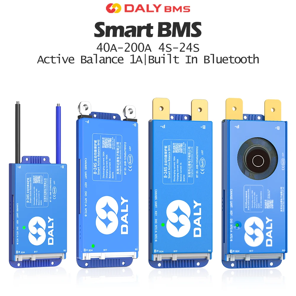 이게 진짜라고? BT WiFi 4S 12V 8S 24V 16S 48V 40A 100A 150A 200A Sola/EV 용 액티브 밸런스 과충전/방전 보호 기능이있는 Daly Smart BMS 업데이트된 소식입니다