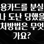 인기좋은 이유 신용카드를 분실하거나 도난 당했을때 대처방법은 무엇인가요? 기억하세요