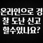 모두가 궁금했던 온라인으로 경찰 도난 신고 할수있나요? 확인 부탁드립니다
