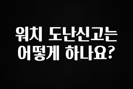 인플루언서가 공개한 워치 도난신고는 어떻게 하나요? 30초면 확인 가능합니다