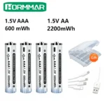 잘 팔리는 이유는? 정품 충전식 AA 배터리 2200mWh 대용량 Type-C 고속 충전 600mWh AAA 1.5V 폴리머 리튬 배터리(장난감 등) 기억하세요