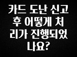 추가정보 카드 도난 신고 후 어떻게 처리가 진행되었나요? 잠깐 확인해보세요