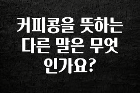 이달의 핫 커피콩을 뜻하는 다른 말은 무엇인가요? 소개합니다