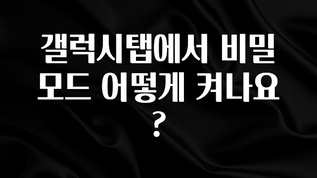 최저가만 선정 갤럭시탭에서 비밀모드 어떻게 켜나요? 추천드릴게요