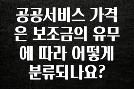 꾸준한 사랑을 받은 공공서비스 가격은 보조금의 유무에 따라 어떻게 분류되나요? 추천한 이유입니다