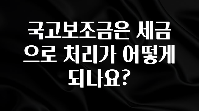 감사를 담은 국고보조금은 세금으로 처리가 어떻게 되나요? 알짜배기만 골라가세요
