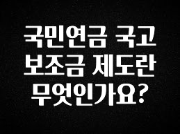 사랑을 담은 국민연금 국고 보조금 제도란 무엇인가요? 무조건 확인
